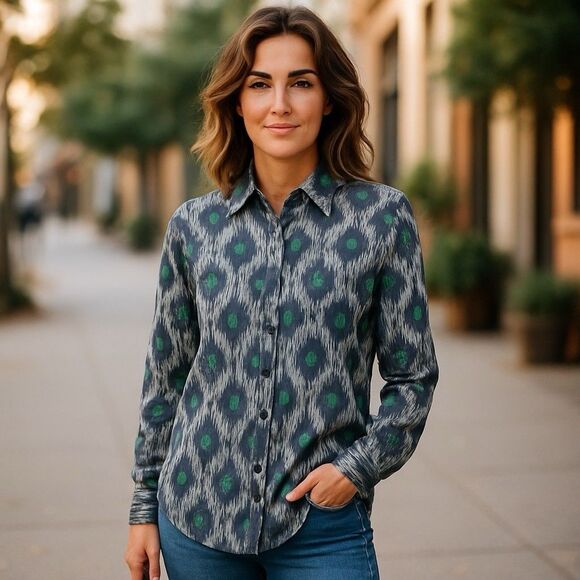 Ariat Women’s Real Billie Jean Long Sleeve Southwest Button Up Top Size Large - Picture 2 of 7